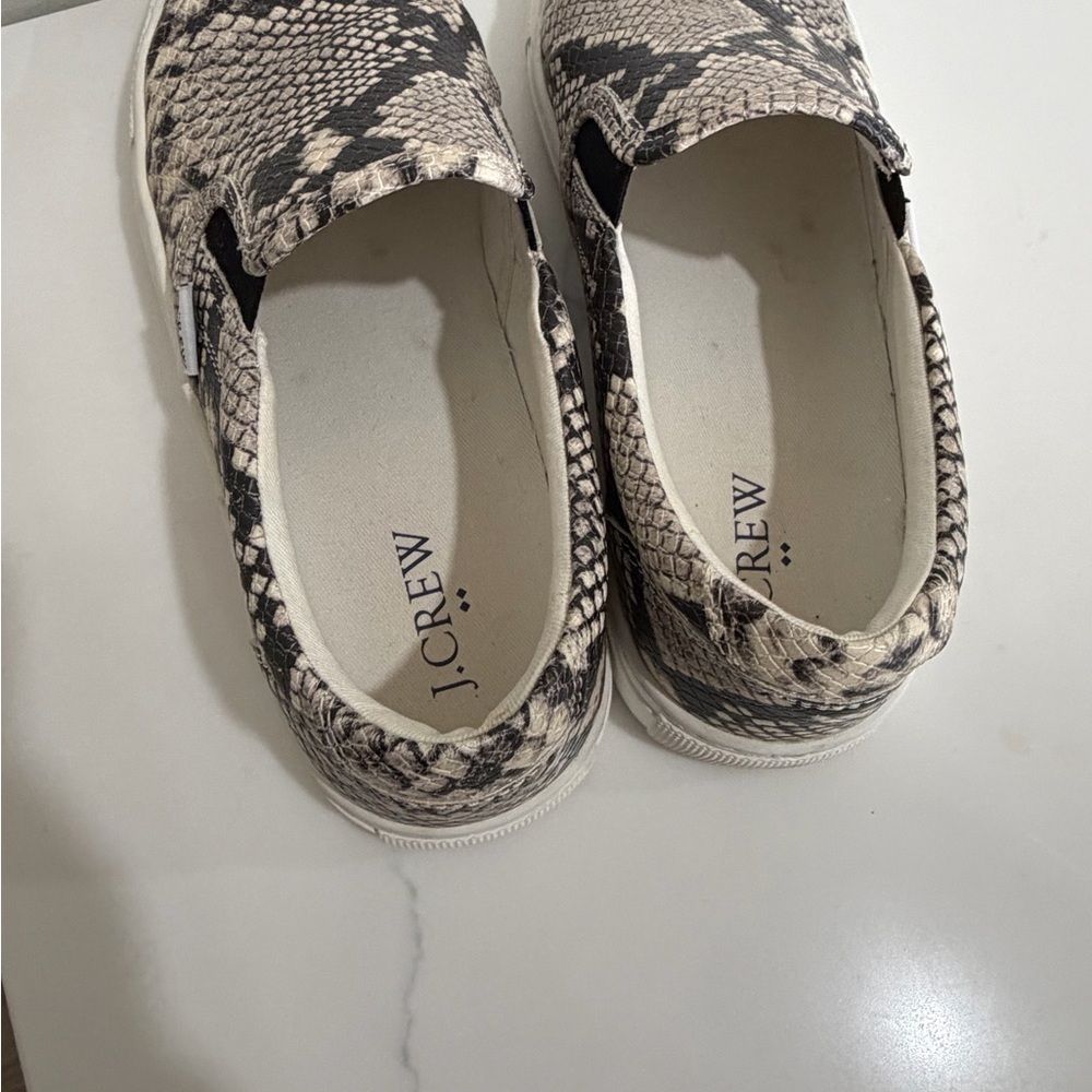 J.CREW Size 8.5 Factory Road Trip Snakeskin Slip-On Shoes Sneakers - Picture 3 of 10